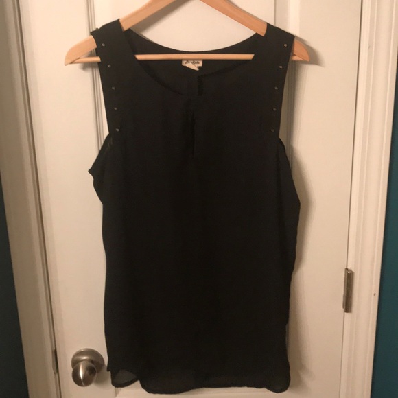 Black sleeveless blouse with gold accents - Picture 1 of 4